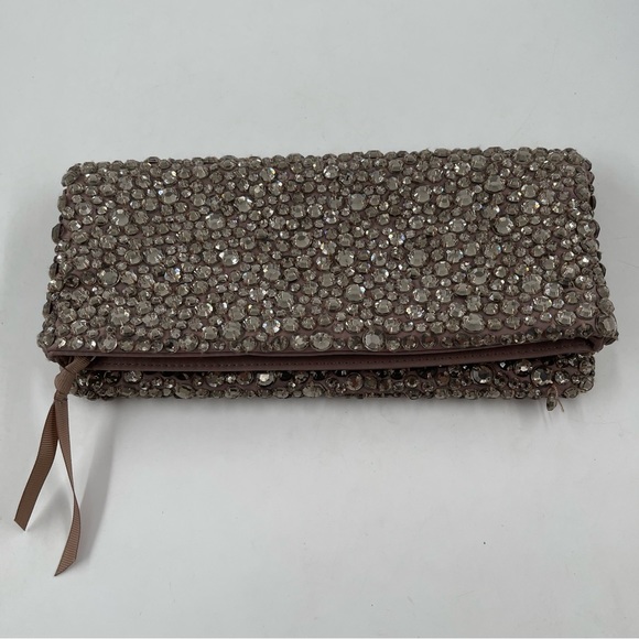Banana Republic Handbags - Banana Republic Taupe Beaded Foldable Clutch Bag - 9 3/4”W X 4 1/2”H (Folded)